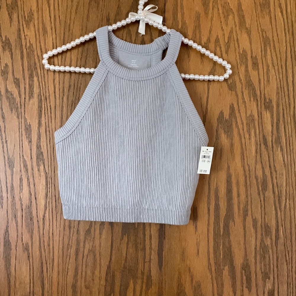 Aerie gray ribbed crop top racer back
